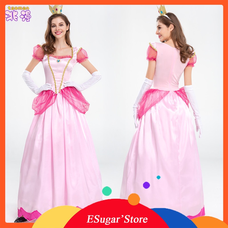 Women Peach Princess Renaissance Victorian Dress Cosplay Prom Halloween