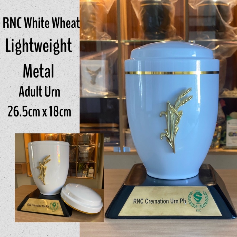 FREE SHIPPING !! White Lightweight Metal Cremation Urn for Ashes