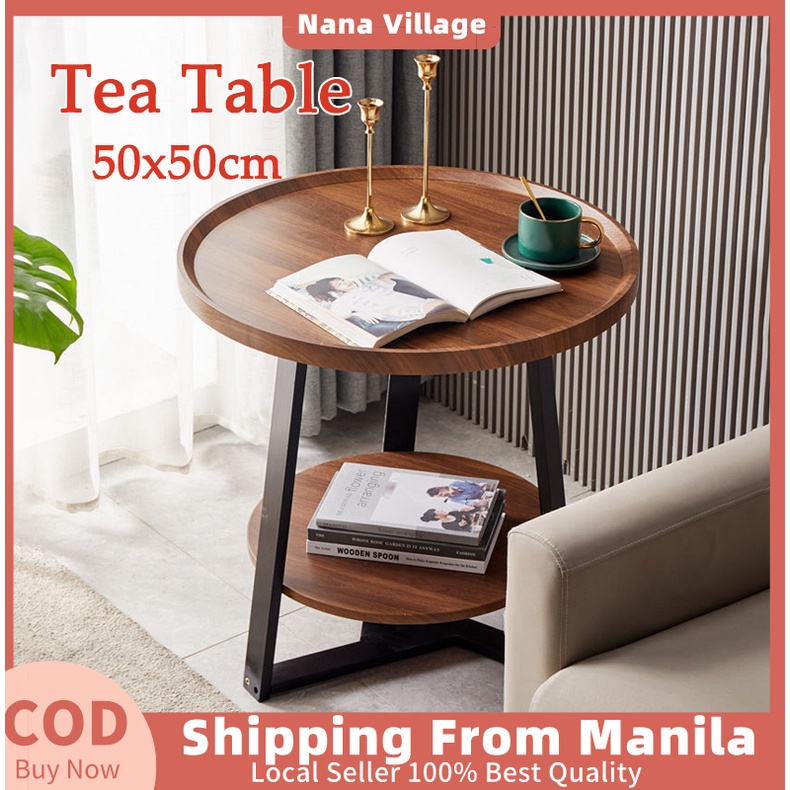 50CM Tea Table Coffee Table Round Shape Industrial Round End Table, 2