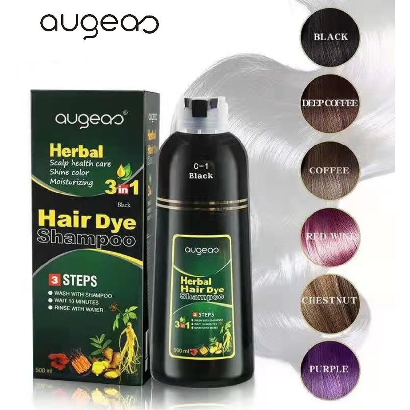 【Philippine cod】 AUGEAS 500ml Herbal Hair Dye shampoo household bubble