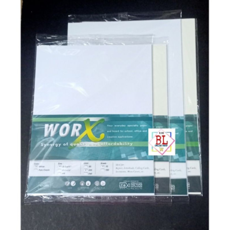 WORX Specialty Board/paper 200gsm 10 sheets White/Pale Cream Shopee
