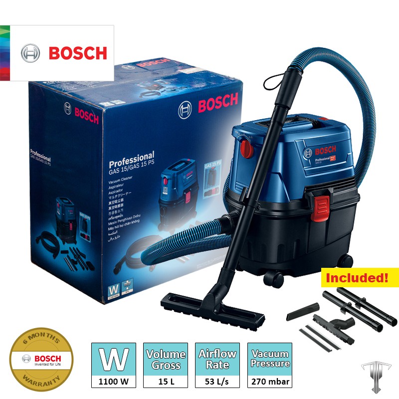 Bosch GAS 15 Professional 1,100 W Wet and Dry Vacuum Cleaner Shopee
