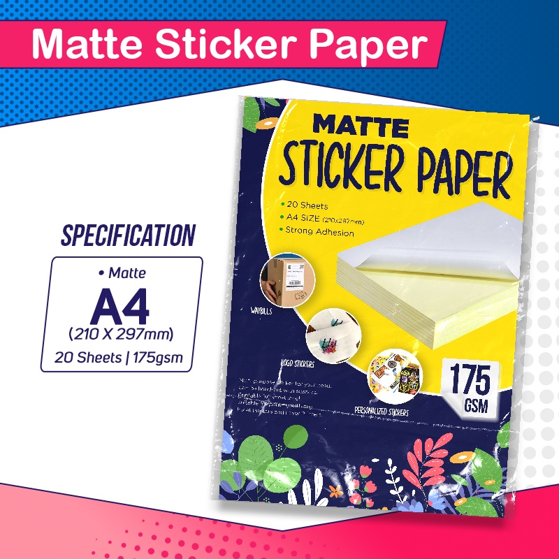 Matte Sticker Paper A4 175gsm / Kraft Sticker Paper A4 Size 175gsm for