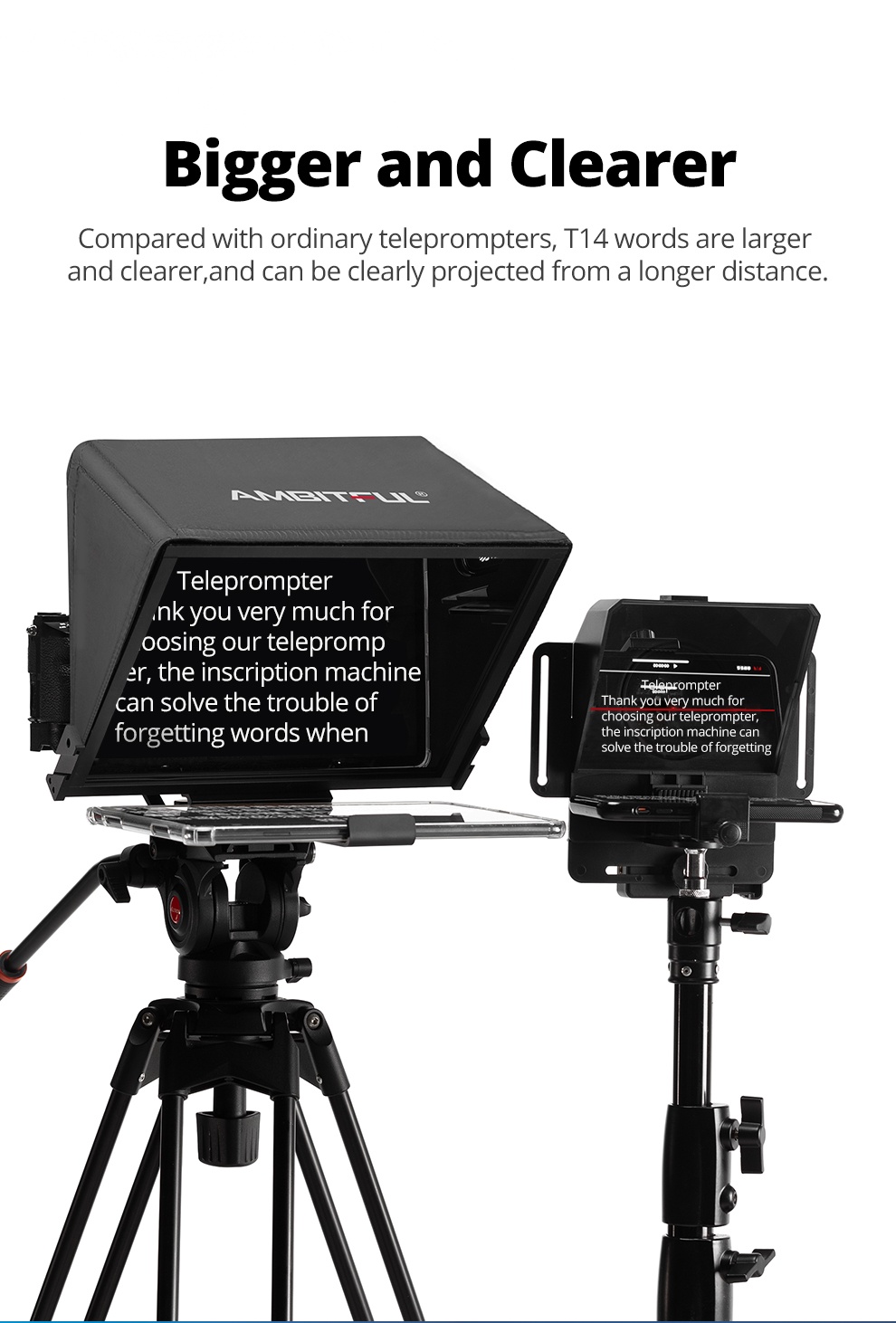 AMBITFUL T14 Big Screen Prompter Professional Interview Foldable