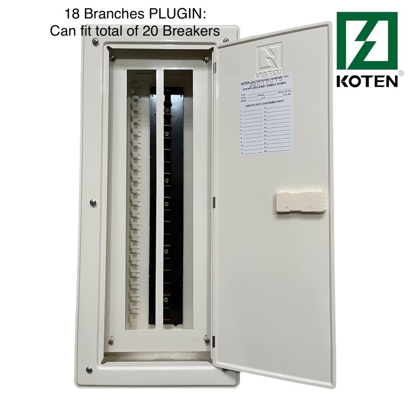 ECONOMY Koten Panel Board for PLUGIN breakers 2, 4, 6, 8, 10, 12, 14, 16, 18, 20 Branches Koten