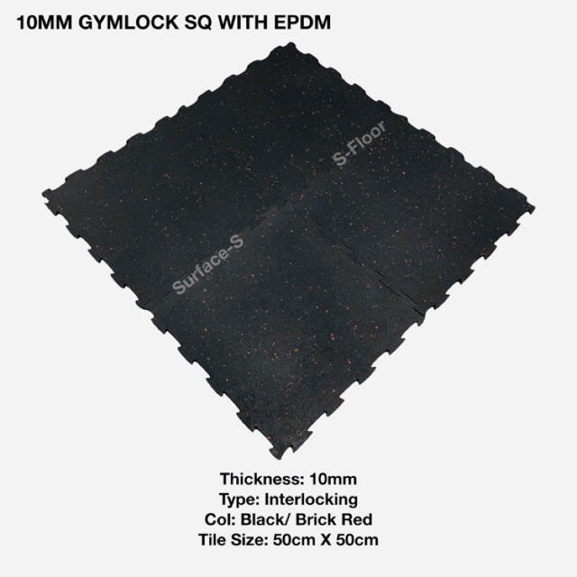 10MM GYM FLOOR MAT INTERLOCKING WITH EPDM/ GYMLOCK SQ/ 50CM X 50CM/ SMOOTH SURFACE Shopee