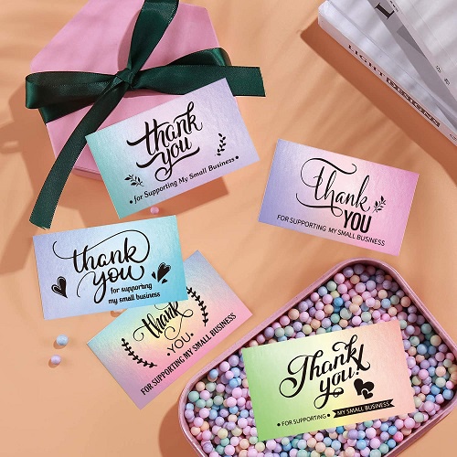 50pcs/pack Laser Thank You Card For Supporting Business Package
