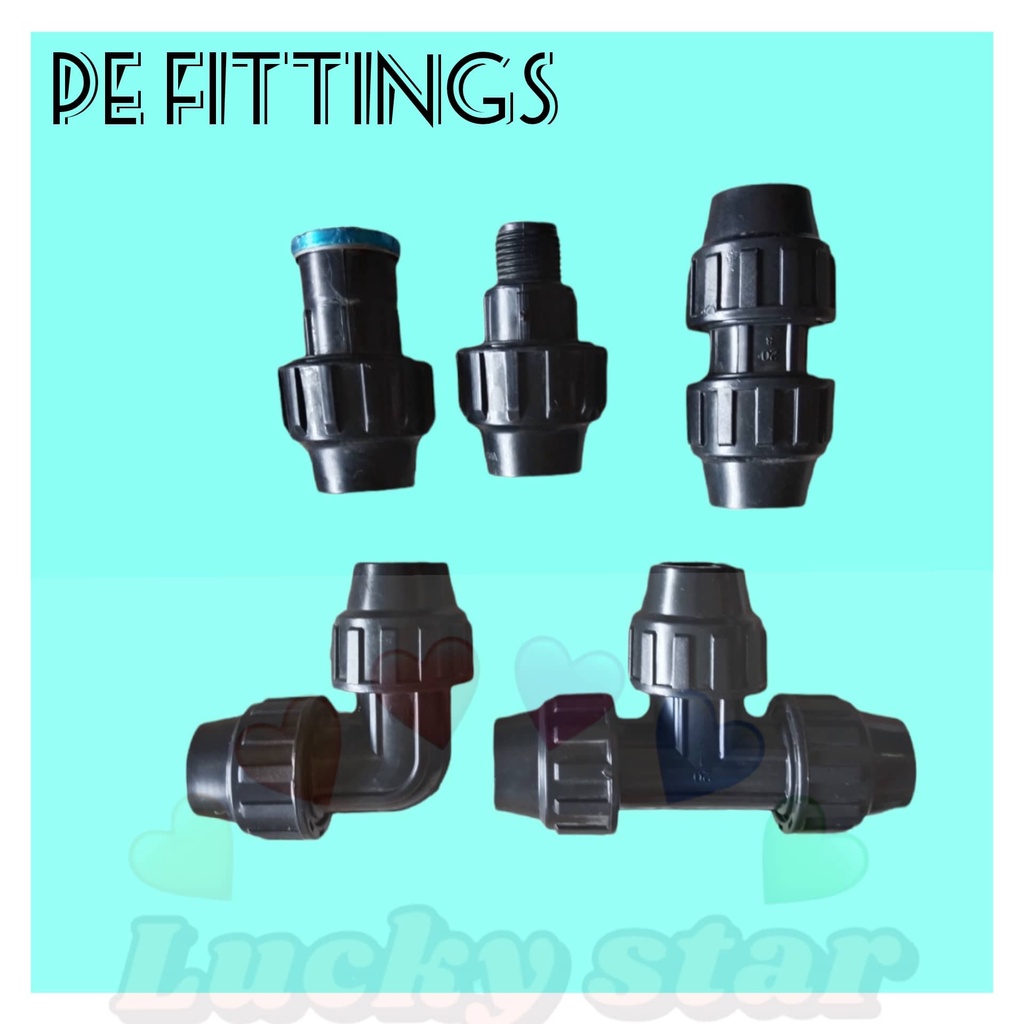 PE COMPRESSION FITTINGS COUPLING ELBOW MALE ADAPTOR FEMALE ADAPTOR