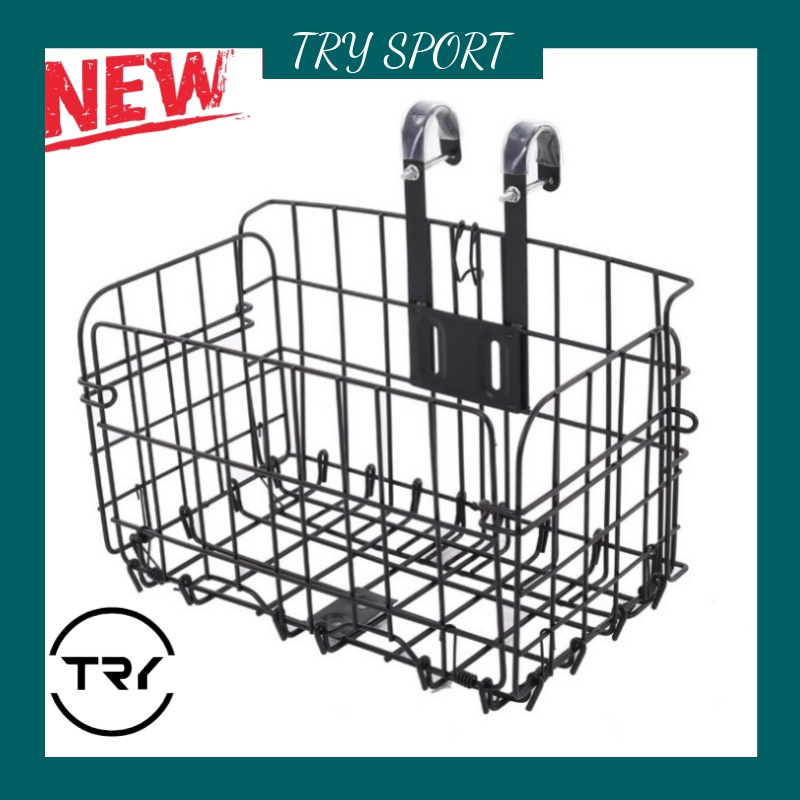 TRY Folding Rear Bike Basket Wire Mesh FoldUp Detchable Front Bag Rear