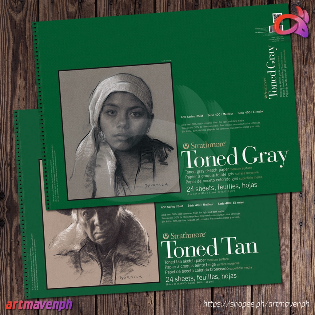 Strathmore 400 Series Toned Tan or Gray Sketch Pad Medium Surface Paper 18x24 Inches Shopee