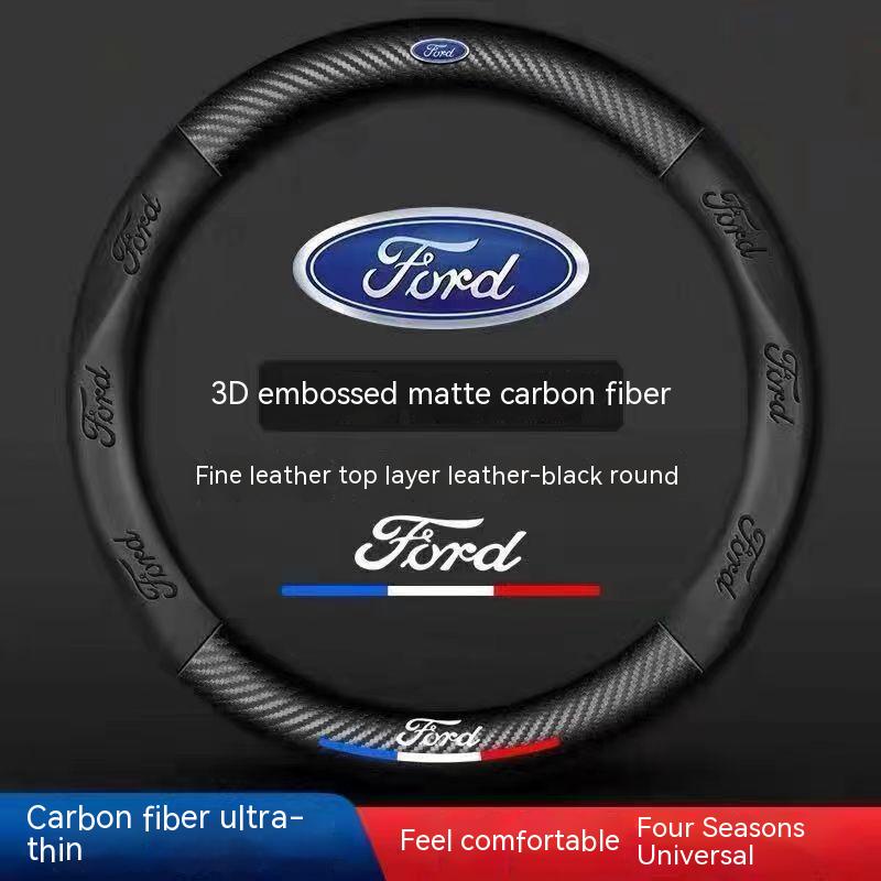 【Spot goods】Ford leather carbon fiber steering wheel cover Everest