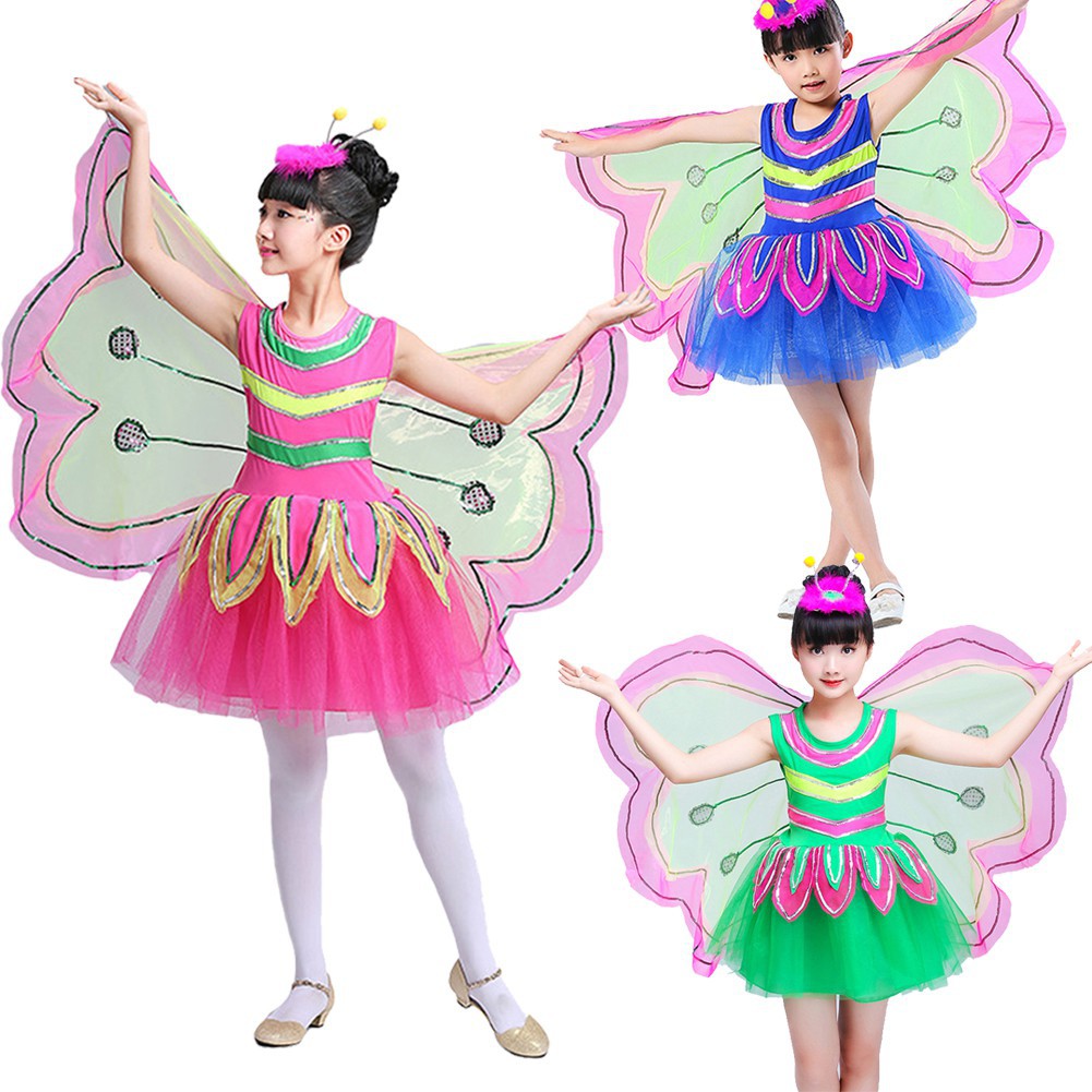 Lolanta Kids Girls Butterfly Dance Dress Role Play Costume With Wing