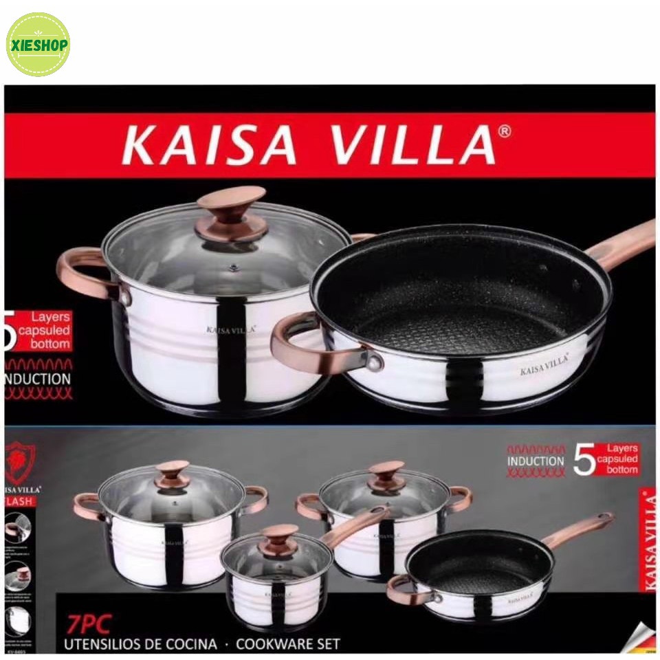 KAISA VILLA KV6605 7pcs Stainless Steel Induction Cookware Set _prN