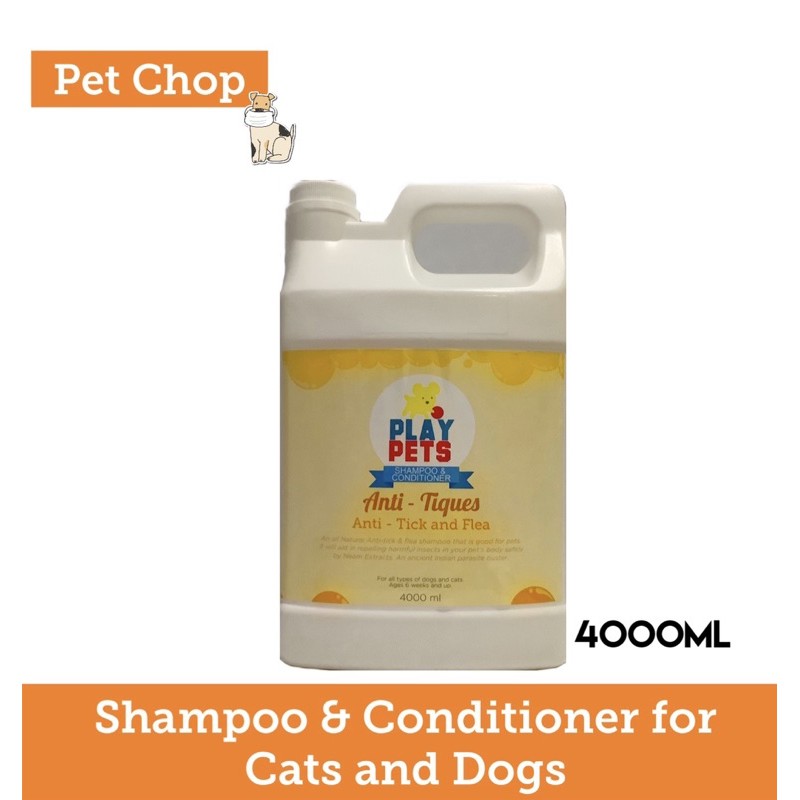 4000ml Play Pets Shampoo & Conditioner Anti Tick & Flea Shopee Philippines