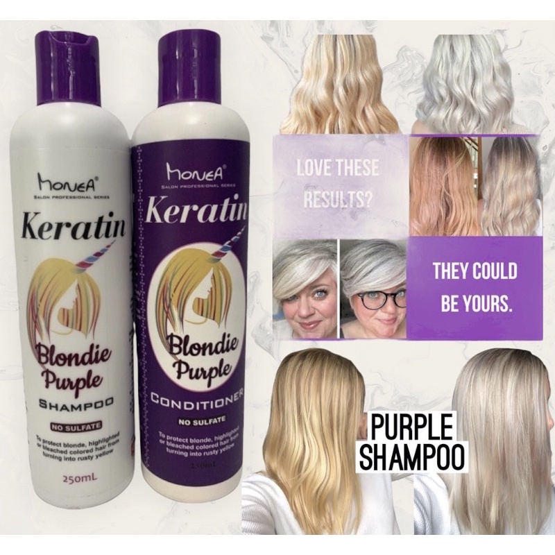 Monea keratin Purple shampoo purple Conditioner for blonde, grey, ash
