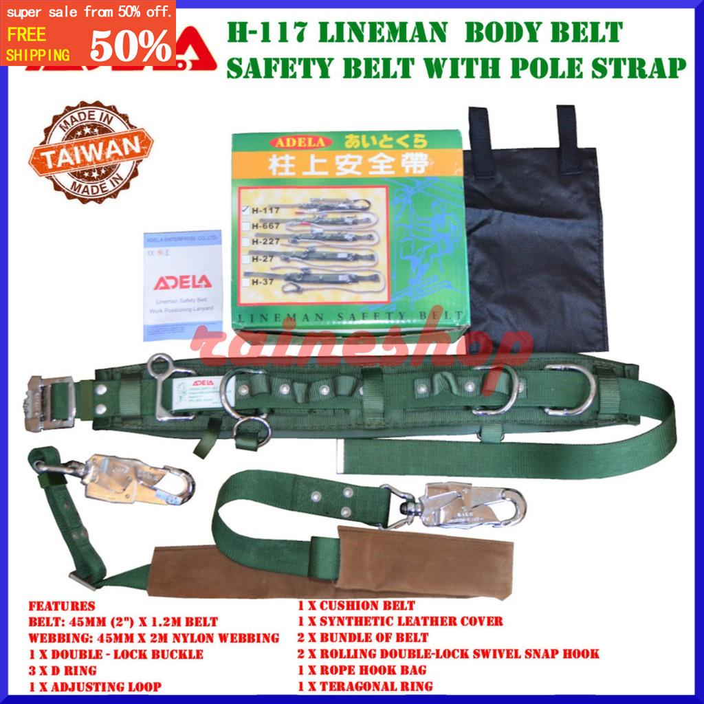 ORIGINAL Adela H117 Lineman Body Belt Safety Belt with Pole Strap
