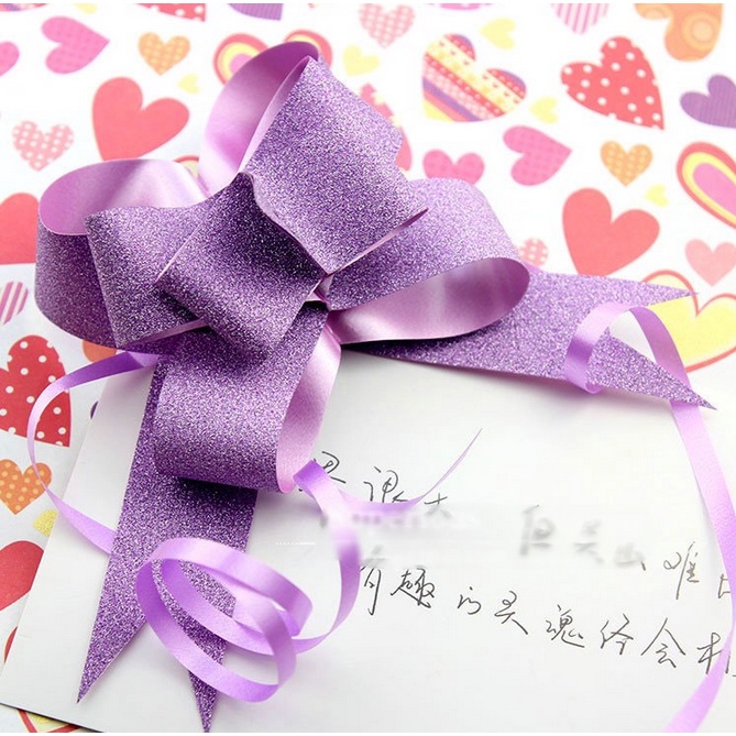 10pcs handpulled bows Ribbon gift & wrapping flower ribbon bow glitter coated Ribbon Shopee