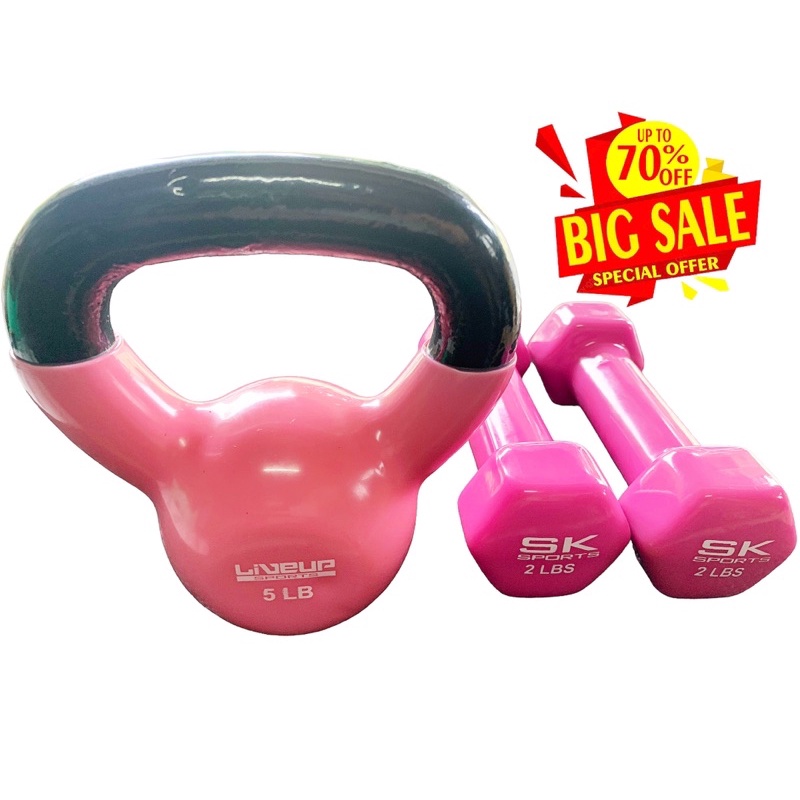 Pink Season! 5 lbs kettlebell & 2lbs dumbbells / code 5lbs 2lbs kbell