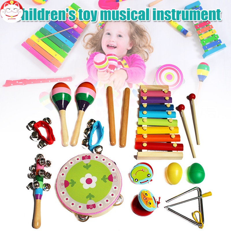1 Set Musical Instrument Toy Xylophones Tambourine Grip Bells Kit for