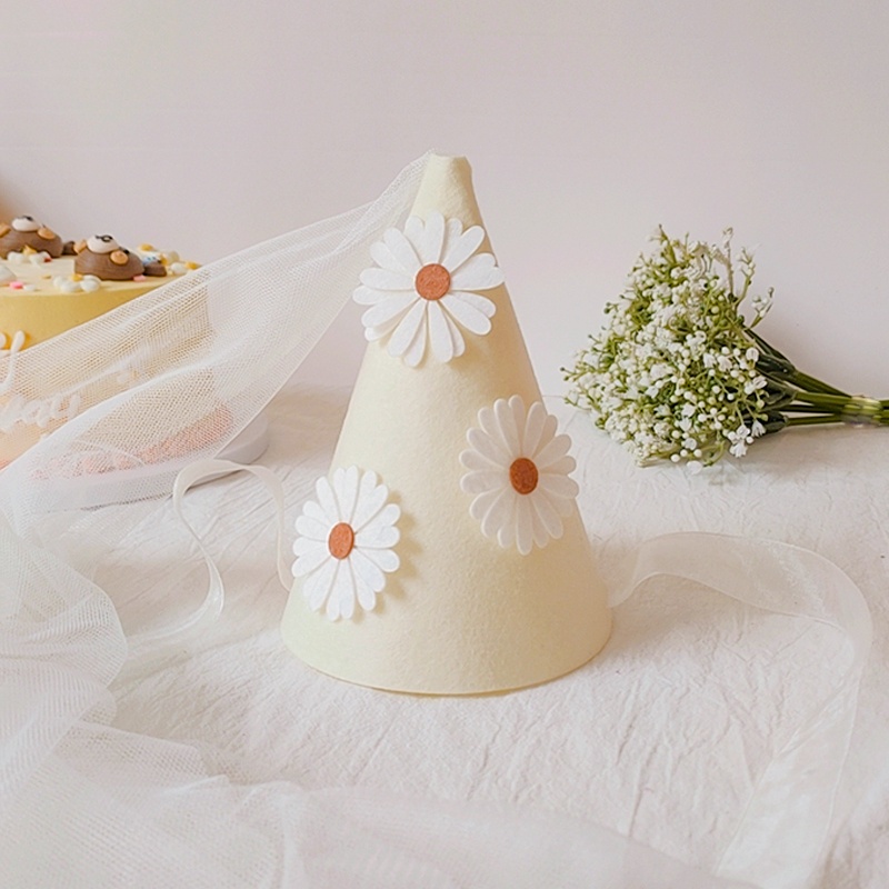 INS First Kids Birthday Daisy Hat Baby Girl Flower Party Hat Mesh