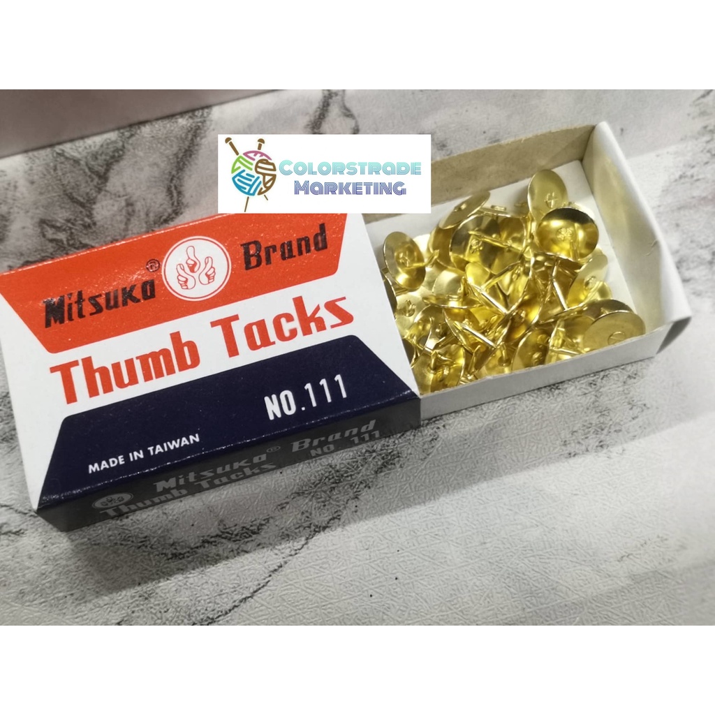 Mitsuko Thumb Tacks Gold Steel High Quality Made in Taiwan Sold per