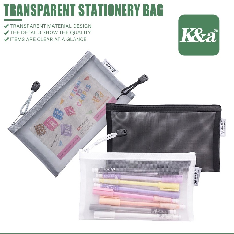 Stationary Mesh Pen Bag Nylon Pencil Bag Pencil Case Mesh Pen Case