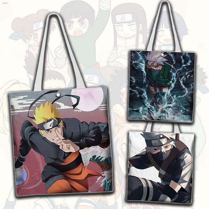 Naruto Tote Bag Naruto Sasuke Anime Peripheral Student Canvas Shoulder Bag Shopping Bag Cartoon