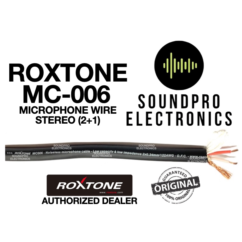 Original Roxtone MC006 Microphone Wire Stereo (2+1) (6.5mm) Shopee