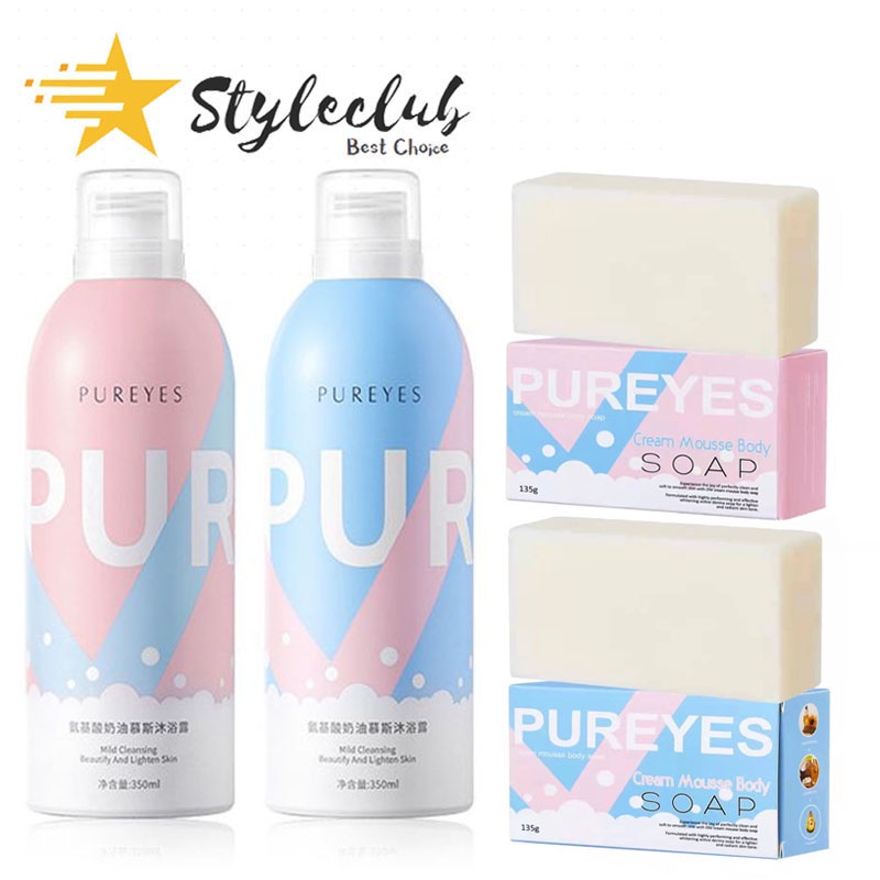 Pureyes Amino Acid Cream Mousse Shower Gel Whitening Perfume