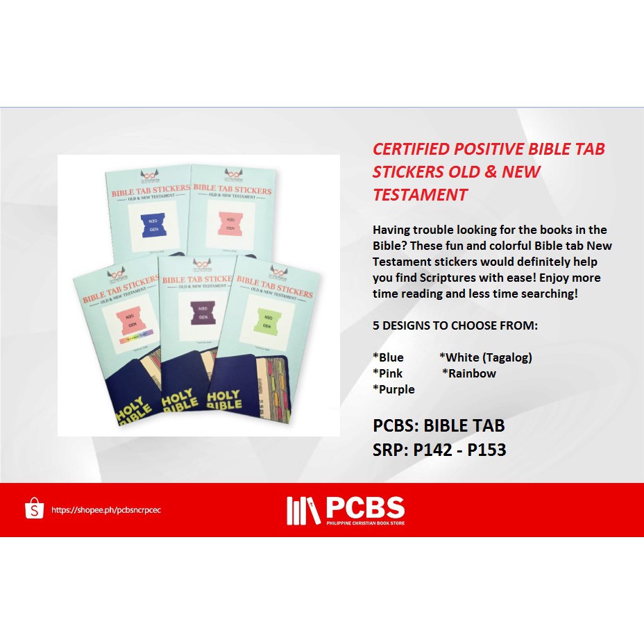 PCBS Bible Tab Stickers Old & New testament Certified Positive (Thumb