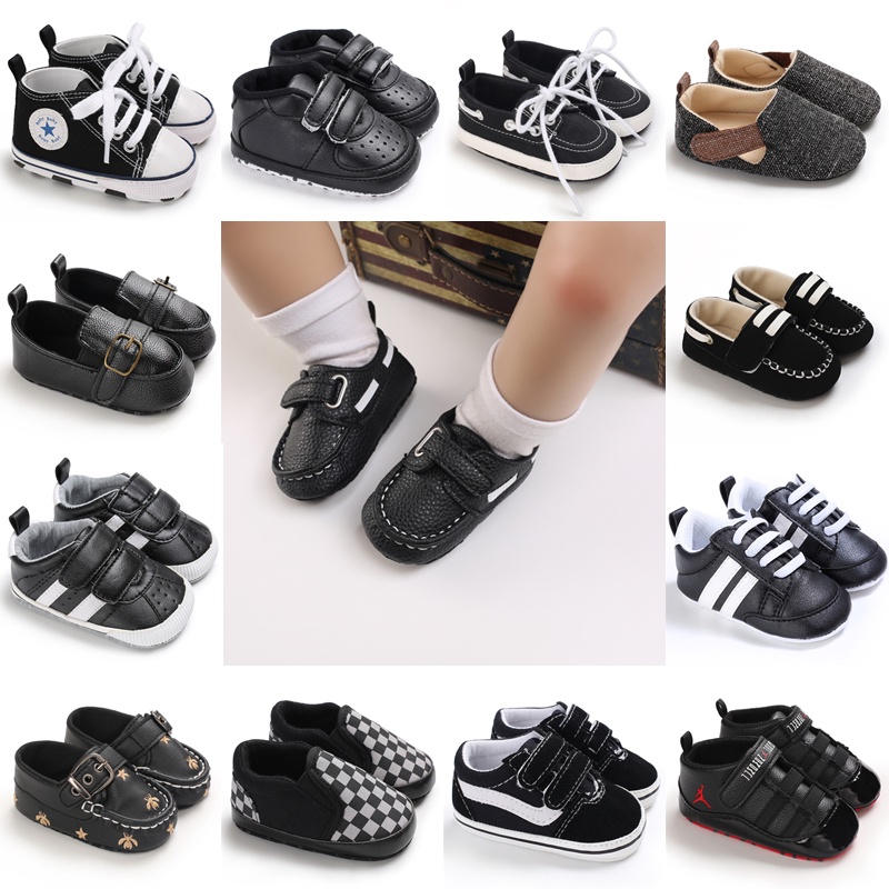 Black Baby Shoes Gentleman Toddler Newborn Baby First Walkers Soft Sole