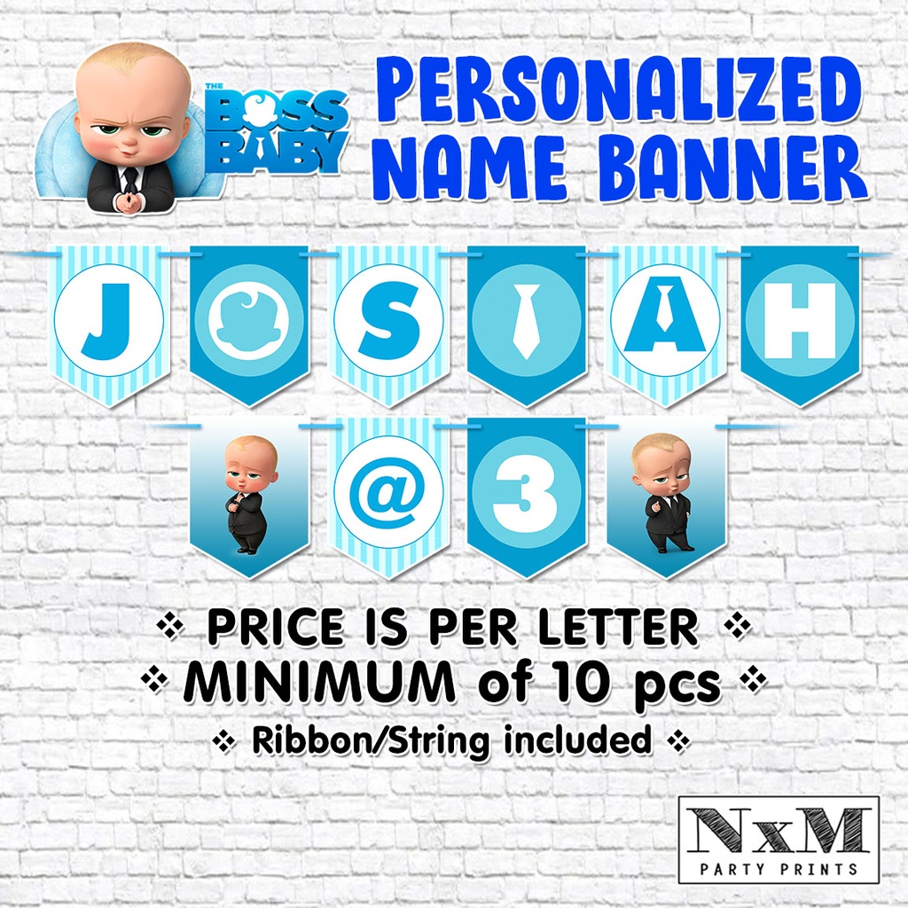 BOSS BABY Name Banner Buntings Banderitas diy birthday decor Shopee