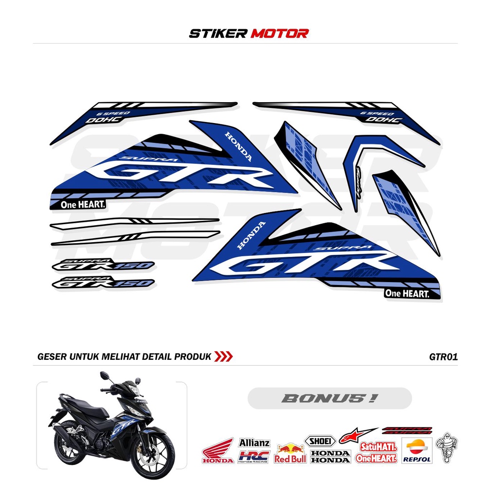 Gtr01 STRIPING STICKER HONDA SUPRA GTR 150 RS150R WINNER V1 STICKER