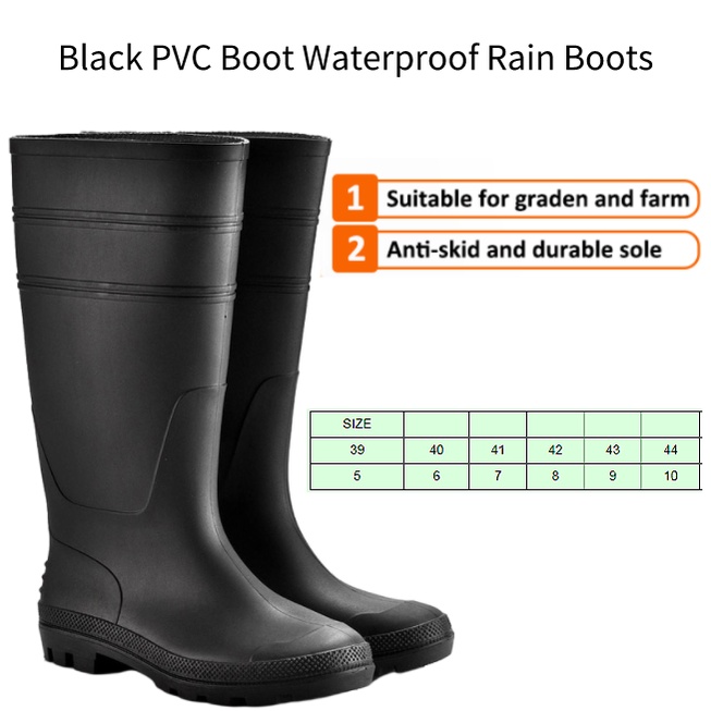 Waterproof Gumboots Industrial Black Pvc Rain Boots Shopee Philippines