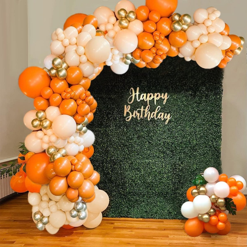 113Pcs Balloon Set Orange Beige White Balloons Happy Birthday Wedding