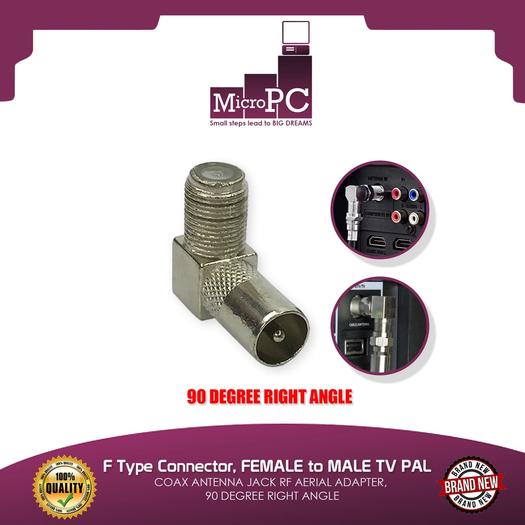 F Type Connector, FEMALE to MALE TV PAL COAX ANTENNA JACK RF AERIAL