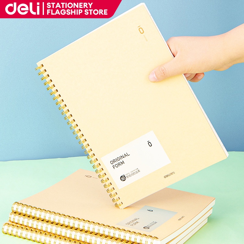 Deli A5 Spiral Notebook 80Sheets For School Student Office Lined Kraft
