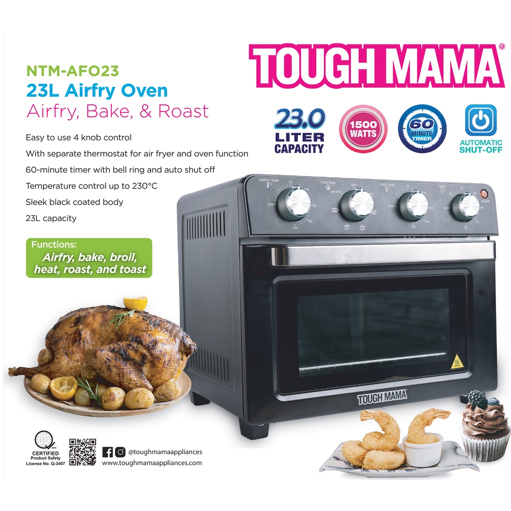 Tough Mama NTMAFO23 Air fryer Oven 23L Matte Black Airfryer Oven