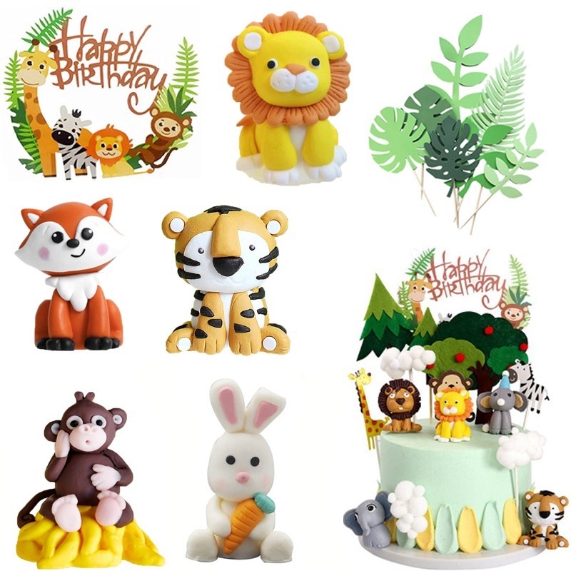 Animal Cake Topper Cake Decor Safari Jungle Animals Cupcake Toppers Baby Shower Birthday Party