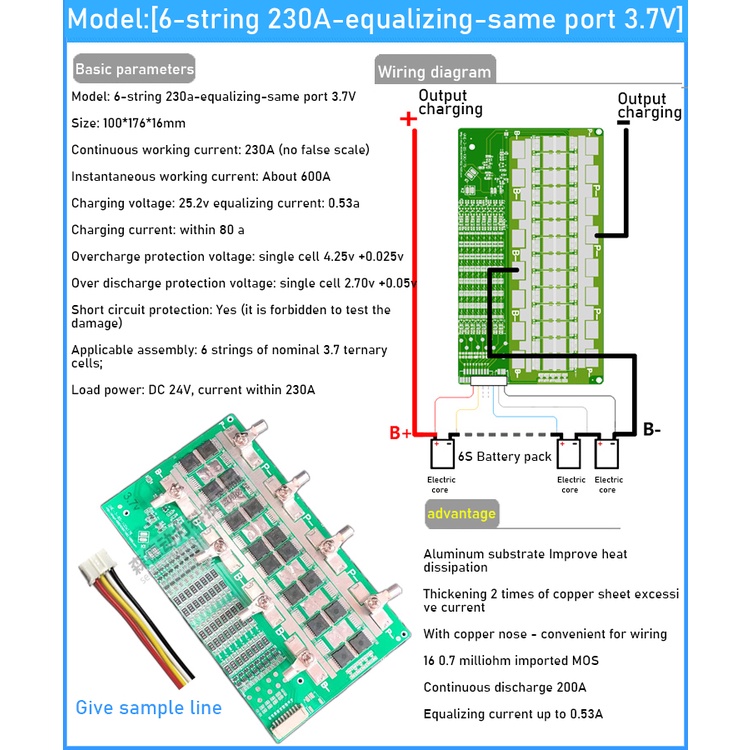 6S 7S 8S 24V 50A 100A 130A 180A 230A 300A BMS 18650 Li-ion Lifepo4