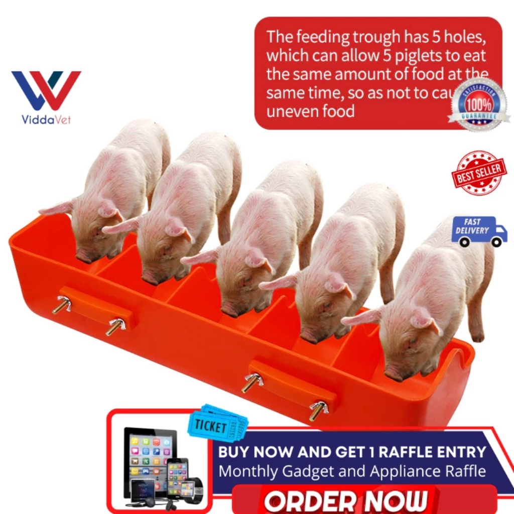 Viddavet Plastic Piglet Trough Five Slots Pig Feeding trough piglet
