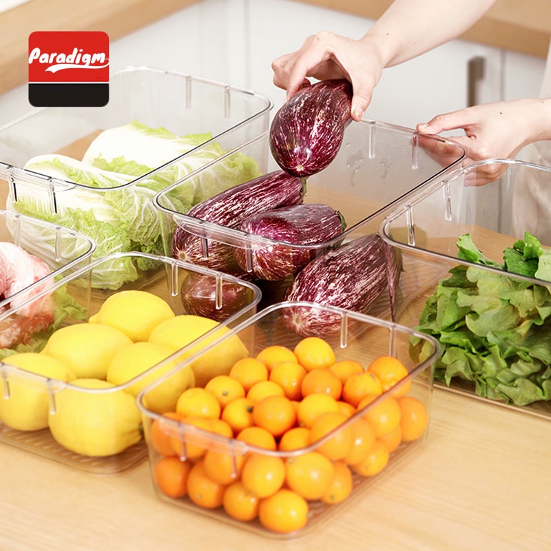 Ready Stock Refrigerated Organizer Bins Stackable Kitchen Pantry Food Storage Box With Handles