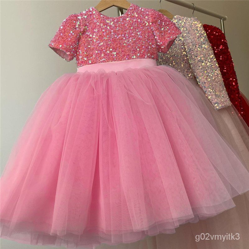 NNJXD Girls Elegant Sequins Princess Dress for 28 Years old Child Birthday Fromal Dress for