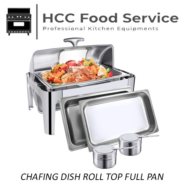 Roll Top Food Warmer Chafing Dish Stainless Steel 9L Rectangular
