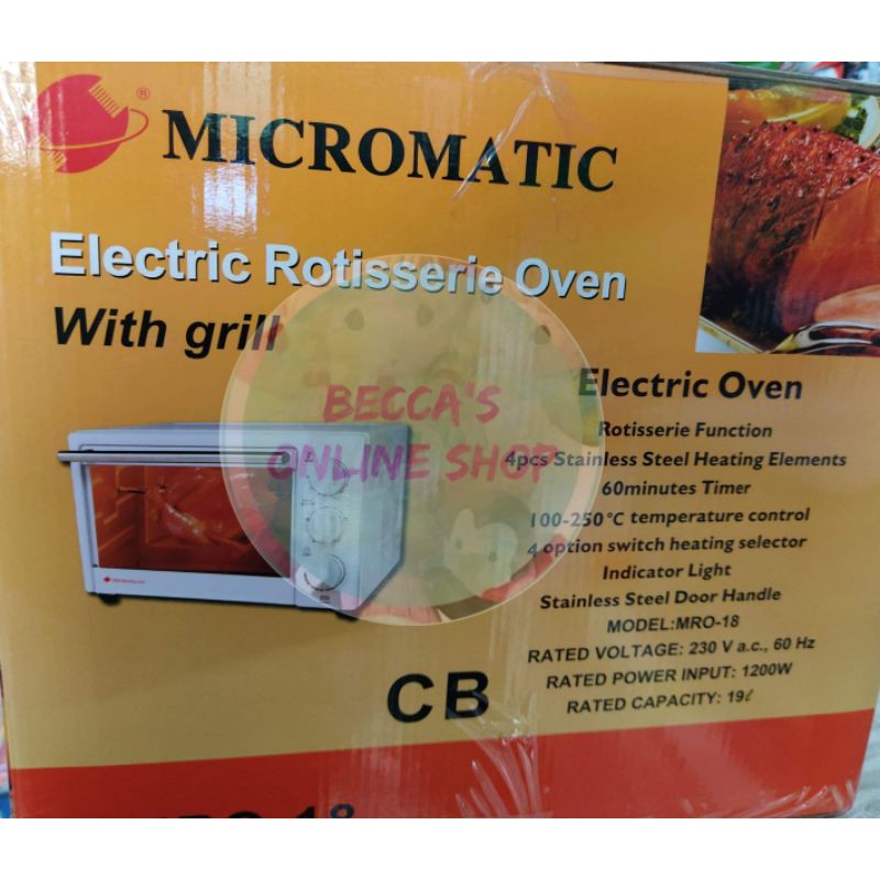 MICROMATIC ELECTRIC ROTISSERIE OVEN 19 LITERS Shopee Philippines