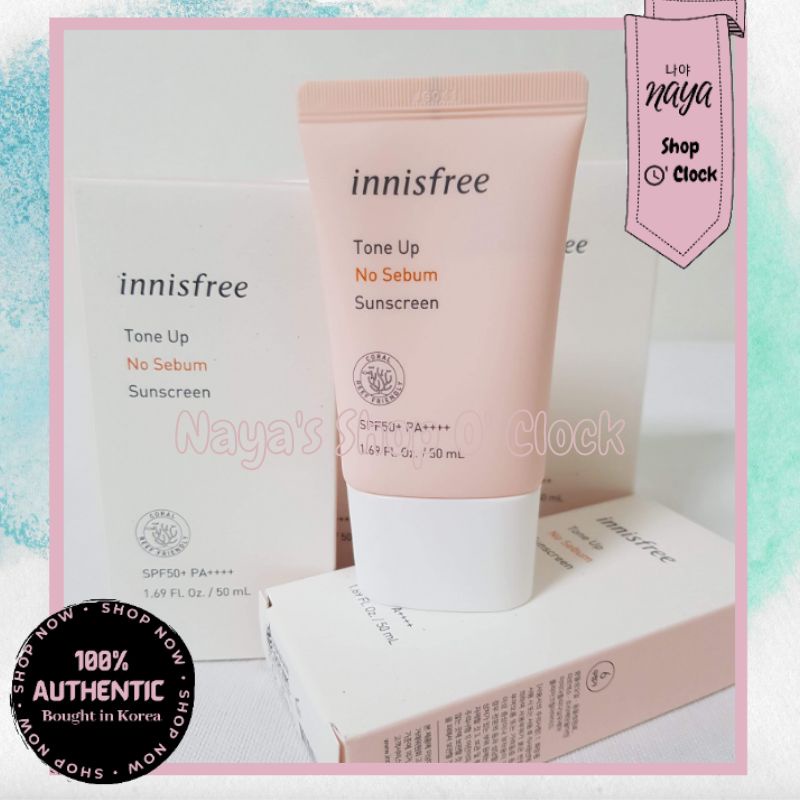 Innisfree Tone Up No Sebum Sunscreen Spf50 Pa+++ / Hyaluron Moist