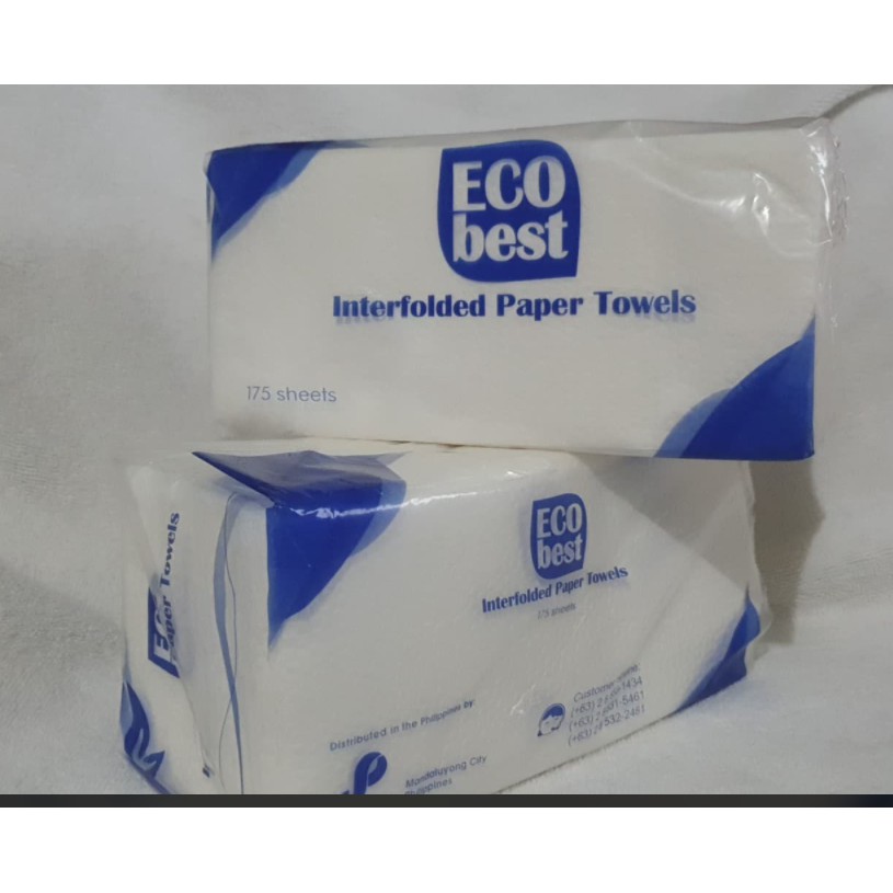 Ecobest Interfolded Paper Towel 175 pulls SG1 BOX (30 PACKS) Shopee