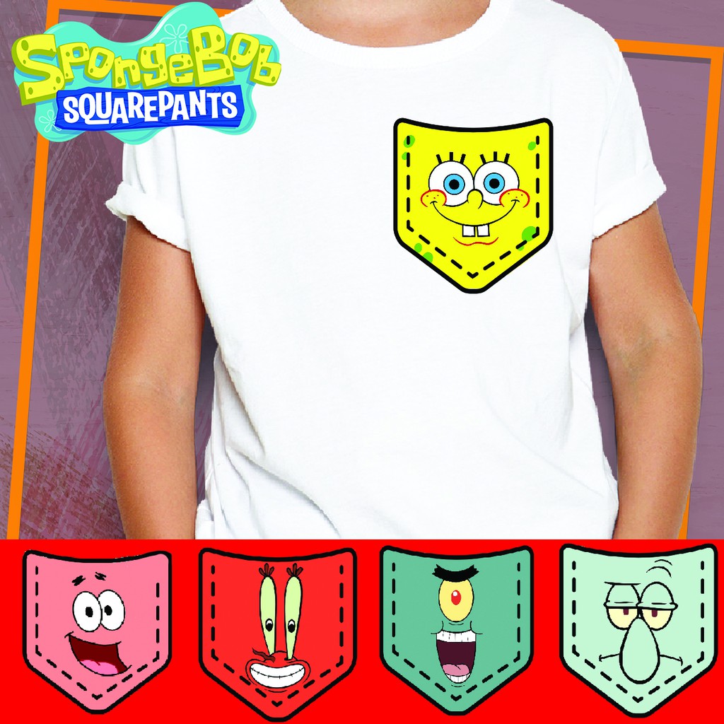 Spongebob Square Pants Pocket Tshirt Print Design Shopee Philippines