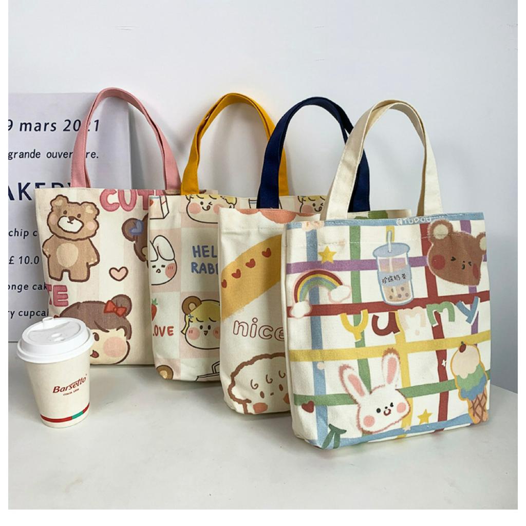 Canvas Tote Bag Shopping Bag Small Cloth Bag Lunch Box Bag Shopee