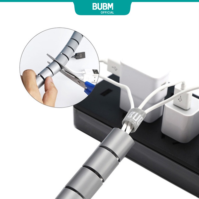 BUBM Flexible Cable Management Sleeve Spiral Wire Organizer Cord Cover